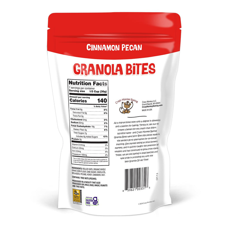 7.5 oz. Crazy Monkey Cinnamon Pecan Granola Bites