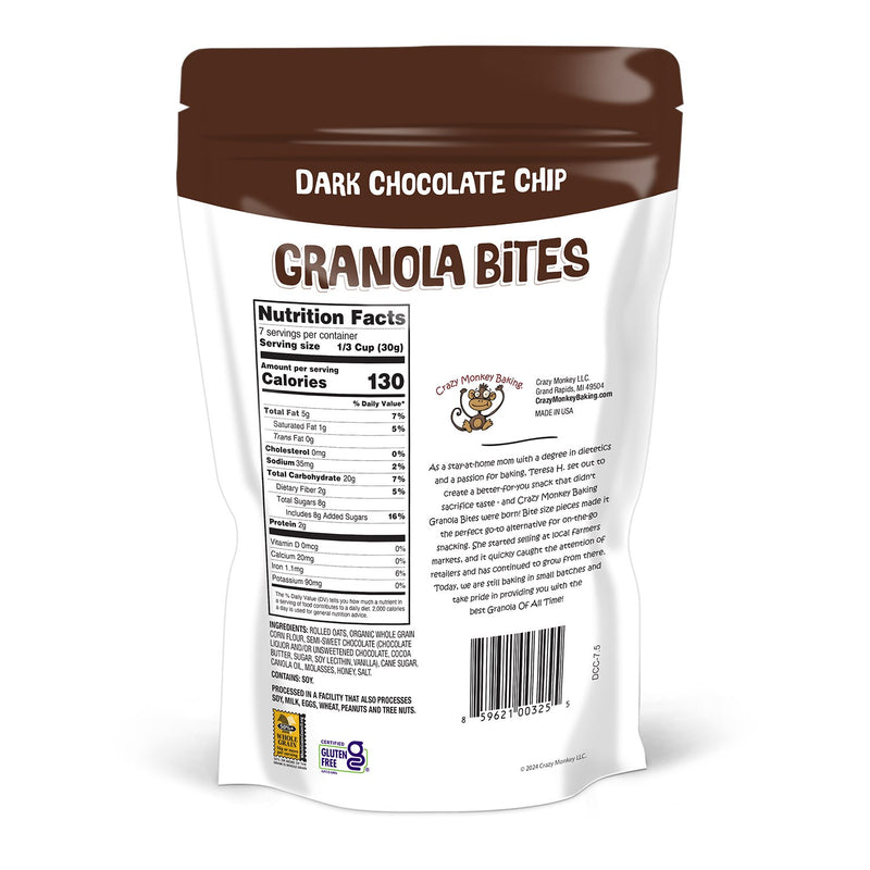 7.5 oz. Crazy Monkey Dark Chocolate Chip Granola Bites