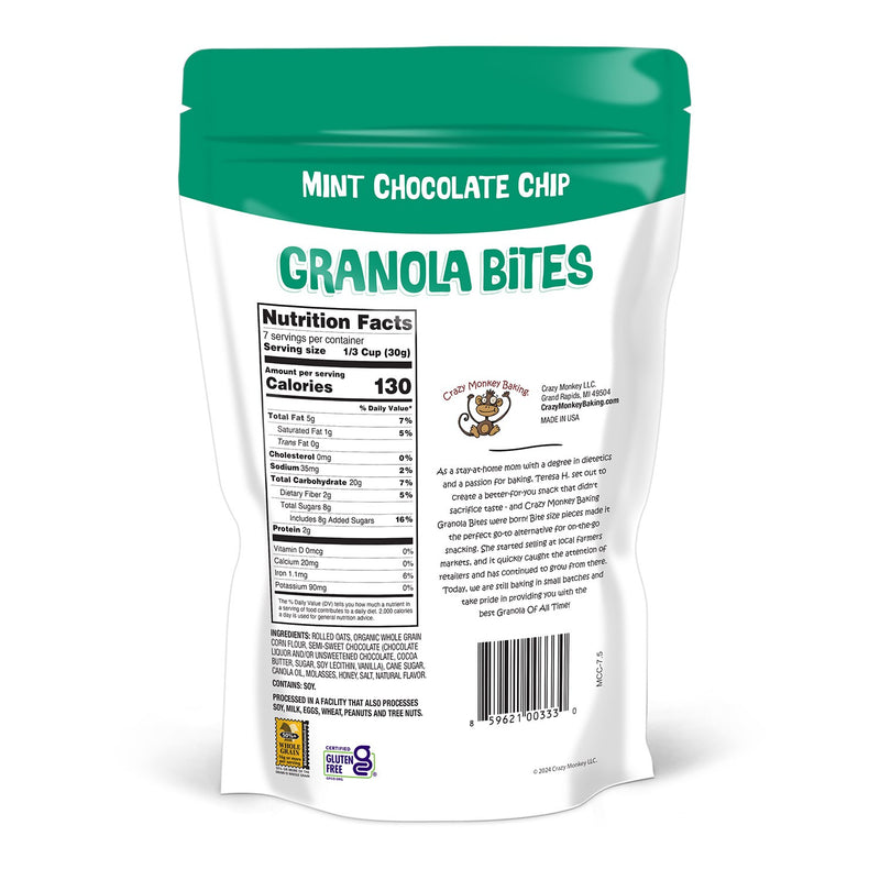 7.5 oz. Crazy Monkey Mint Chocolate Chip Granola Bites