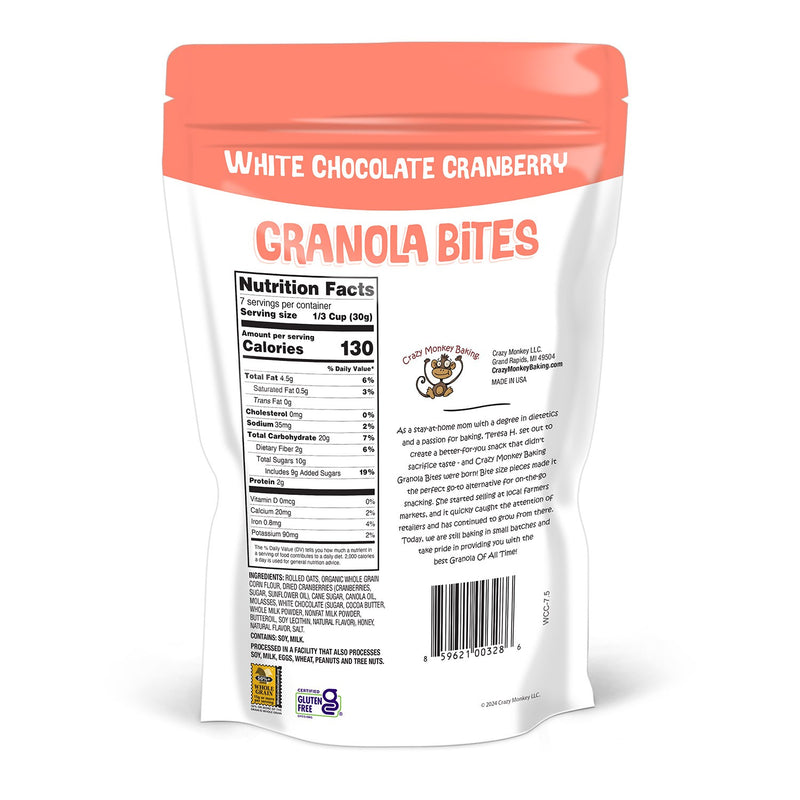 7.5 oz. Crazy Monkey White Chocolate Cranberry Granola Bites