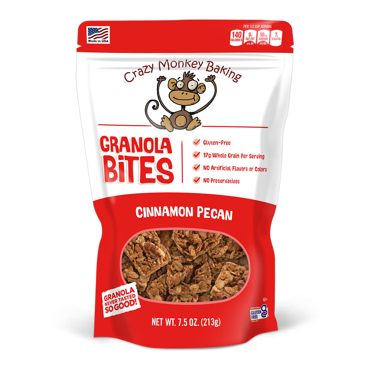 7.5 oz. Crazy Monkey Cinnamon Pecan Granola Bites | Crazy Monkey