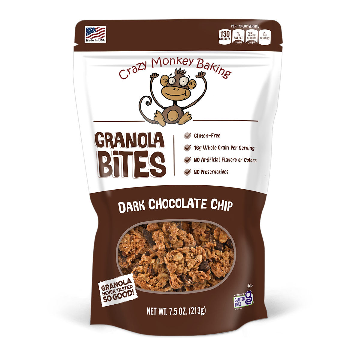 7.5 oz. Crazy Monkey Dark Chocolate Chip Granola Bites | Crazy