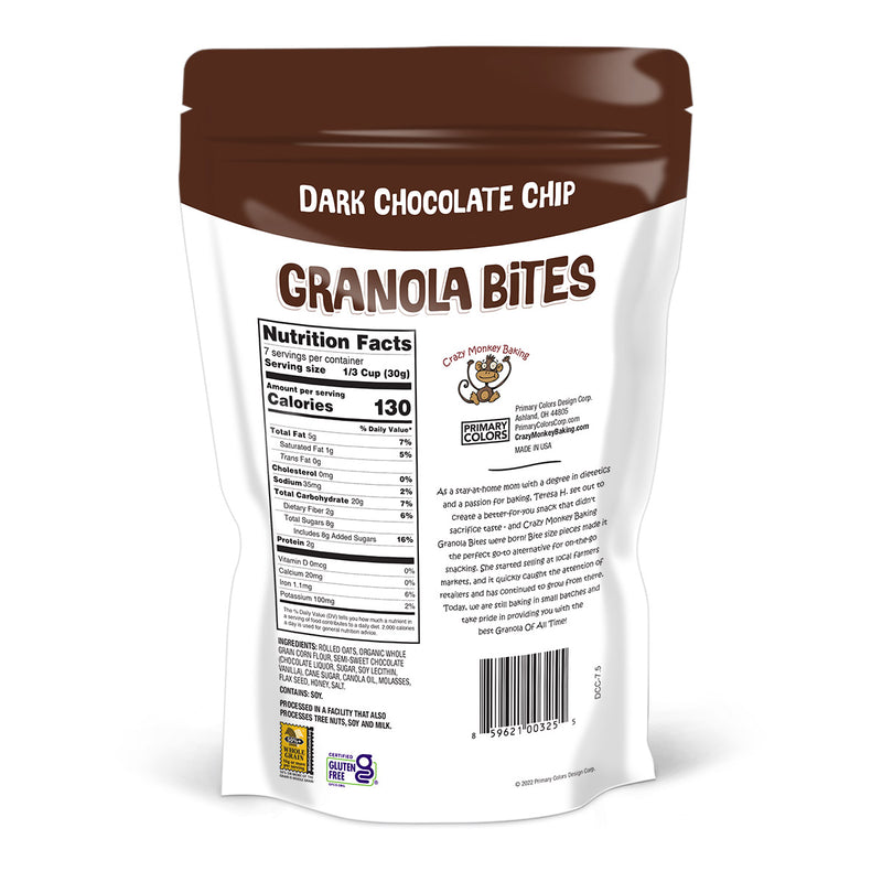7.5 oz. Crazy Monkey Dark Chocolate Chip Granola Bites