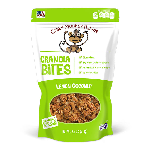 7.5 oz. Crazy Monkey Lemon Coconut Granola Bites | Crazy Monkey Baking