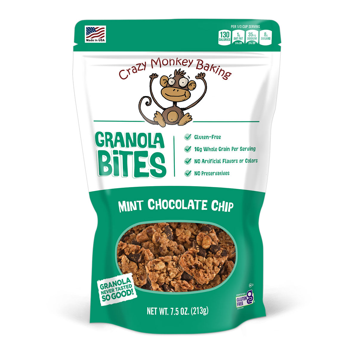 アッキー④ 1本 7.5 oz. Crazy Monkey Mint Chocolate Chip Granola Bites | Crazy