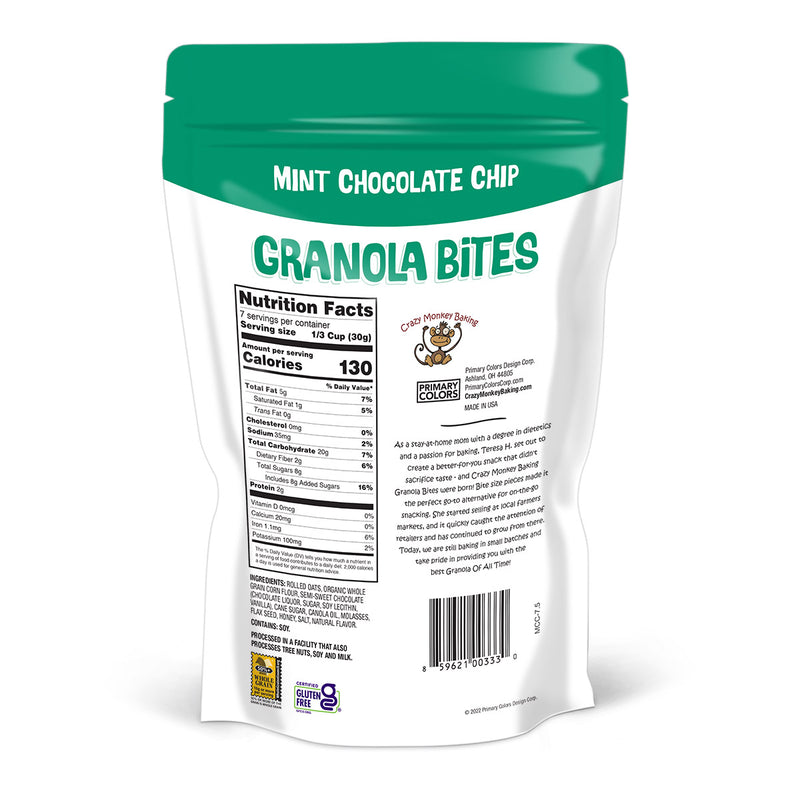 7.5 oz. Crazy Monkey Mint Chocolate Chip Granola Bites